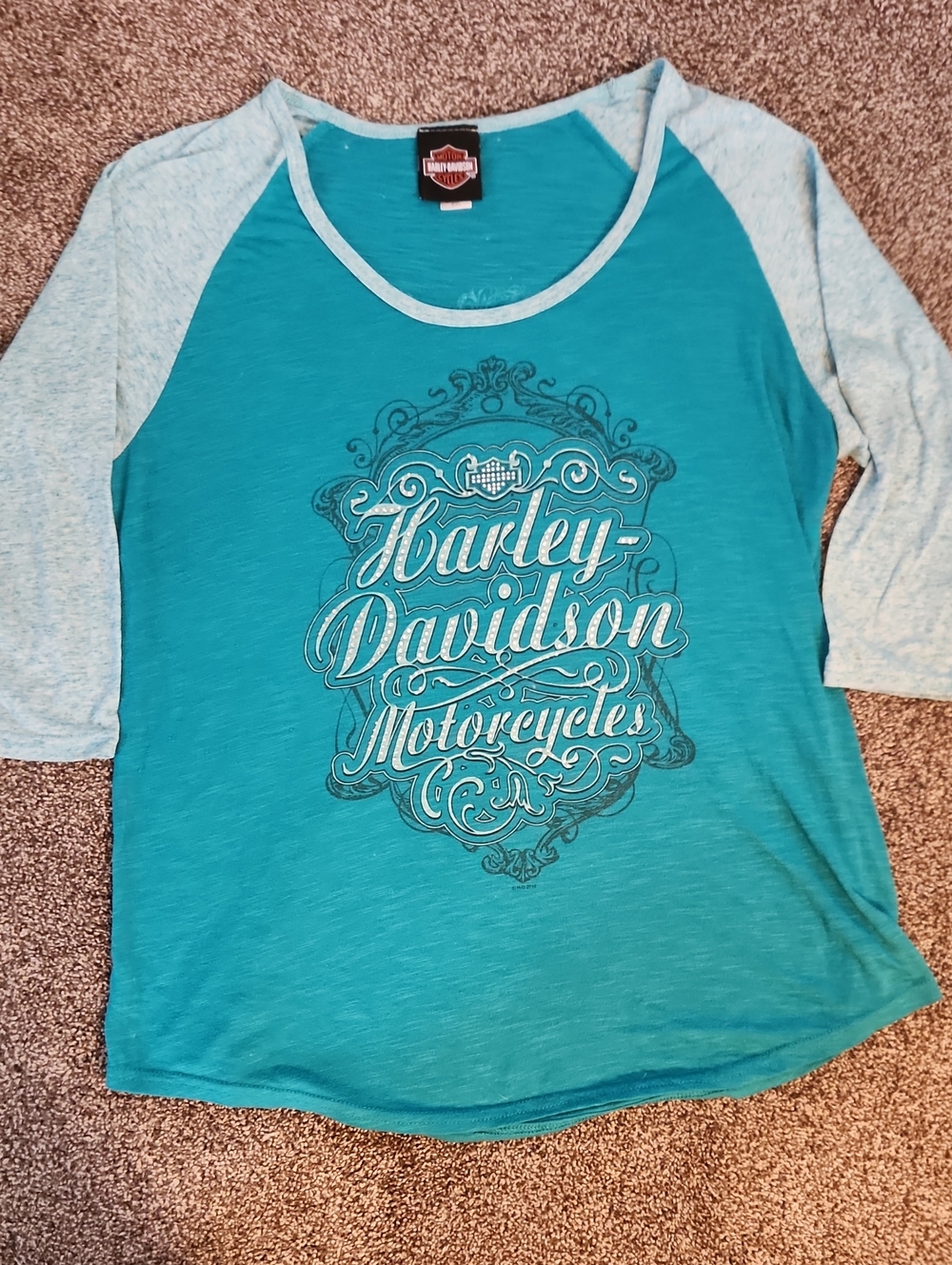 Harley Davidson Women's Bedazzled Raglan Tee - Size 2X